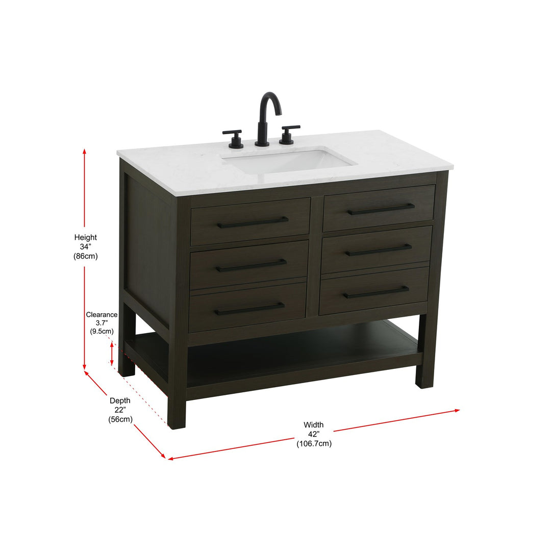 42 Inch Single Bathroom Vanity In Mocha Brown - View 6 - Joshua Marshal