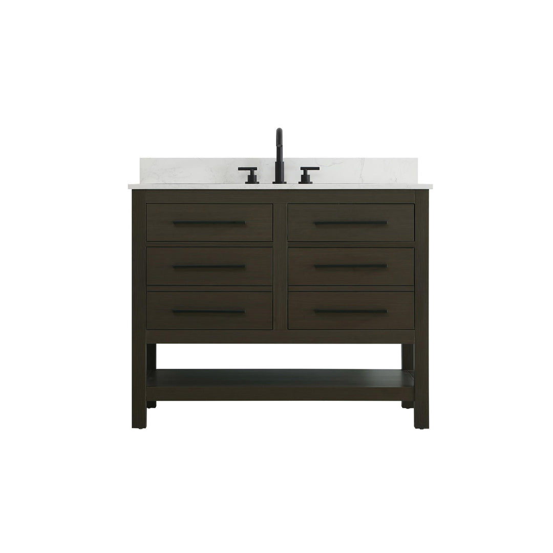 42 Inch Single Bathroom Vanity In Mocha Brown With Backsplash - View 3 - Joshua Marshal