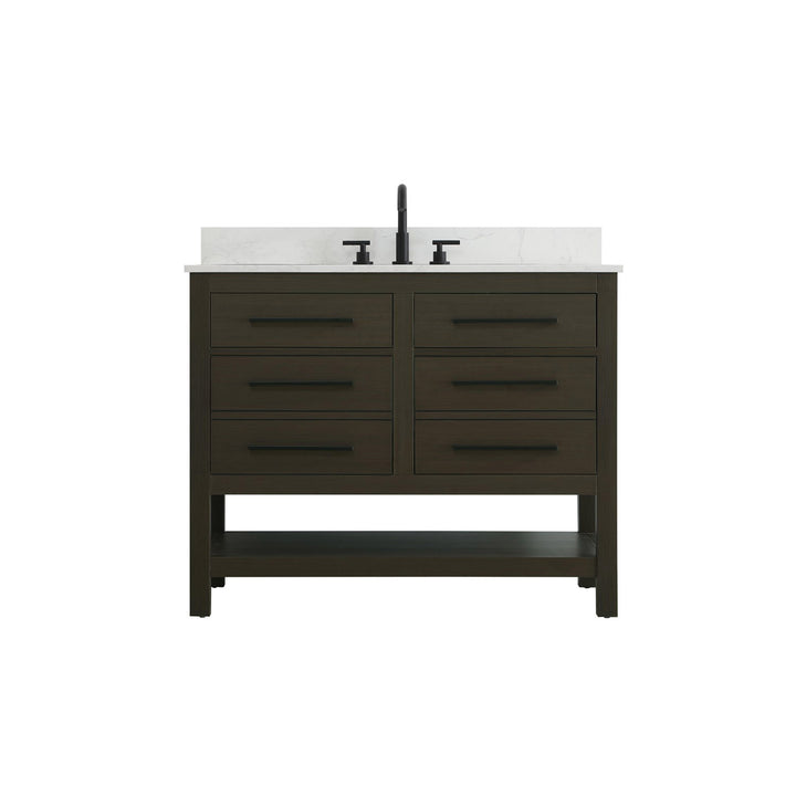 42 Inch Single Bathroom Vanity In Mocha Brown With Backsplash - View 3 - Joshua Marshal