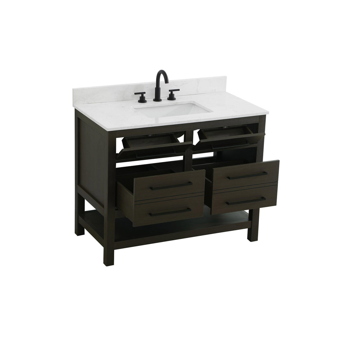 42 Inch Single Bathroom Vanity In Mocha Brown With Backsplash - View 4 - Joshua Marshal