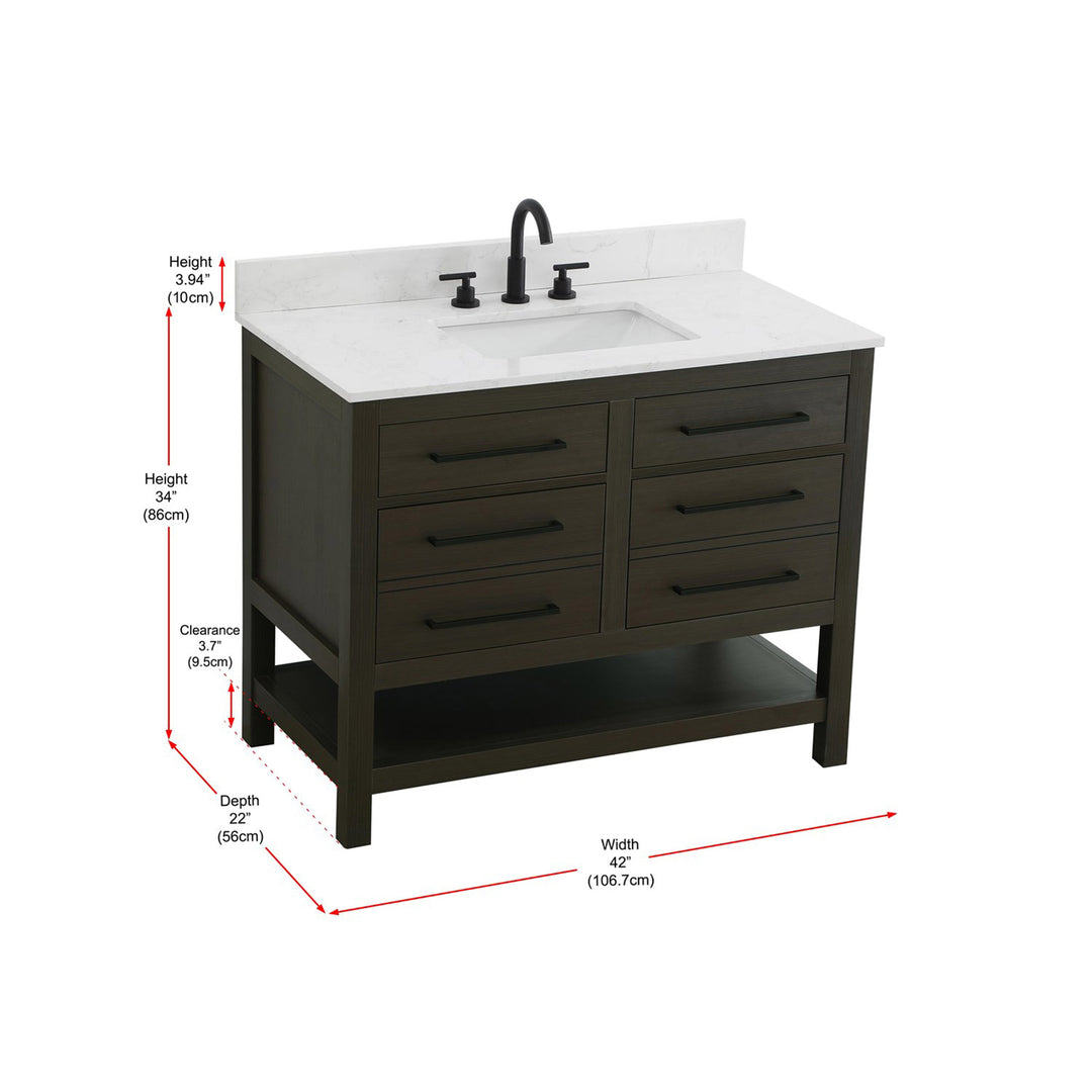 42 Inch Single Bathroom Vanity In Mocha Brown With Backsplash - View 5 - Joshua Marshal