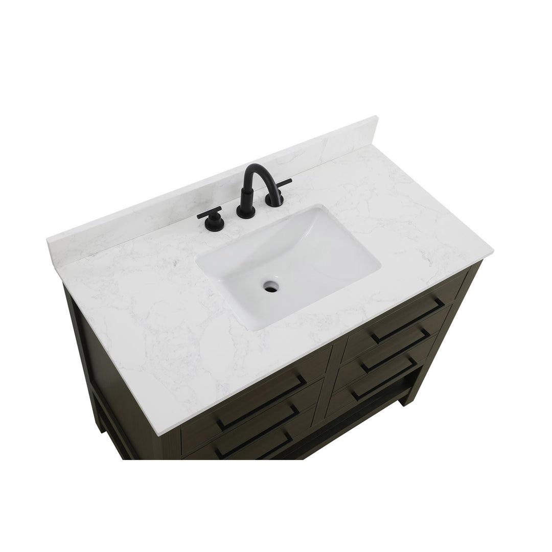 42 Inch Single Bathroom Vanity In Mocha Brown With Backsplash - View 6 - Joshua Marshal
