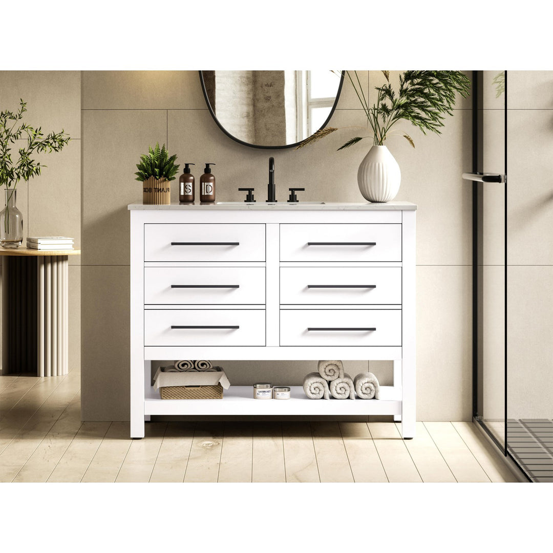 42 Inch Single Bathroom Vanity In White