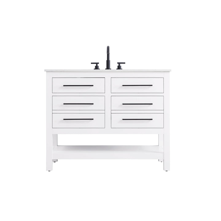 42 Inch Single Bathroom Vanity In White - View 3 - Joshua Marshal
