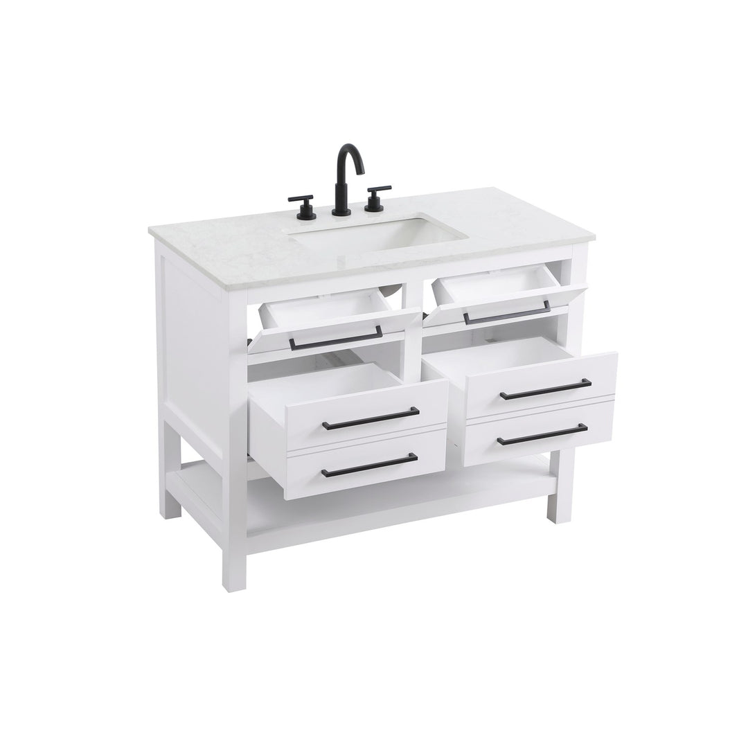 42 Inch Single Bathroom Vanity In White - View 4 - Joshua Marshal