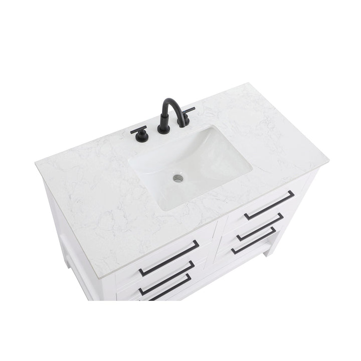 42 Inch Single Bathroom Vanity In White - View 5 - Joshua Marshal