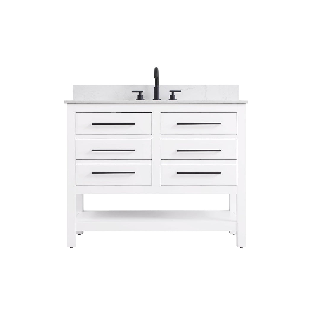42 Inch Single Bathroom Vanity In White With Backsplash - View 3 - Joshua Marshal