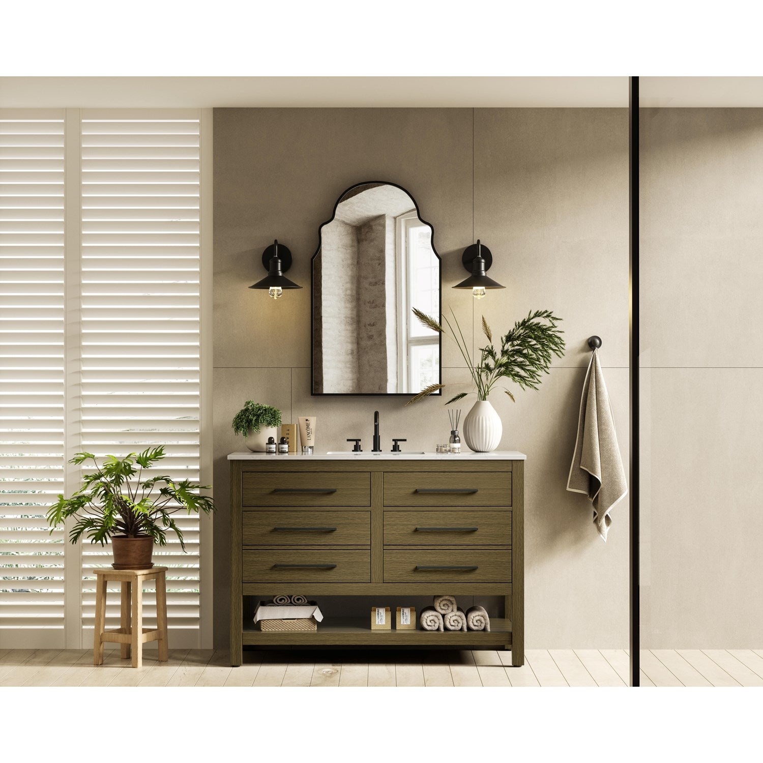48 Inch Single Bathroom Vanity In Chestnut Brown - View 2 - Joshua Marshal