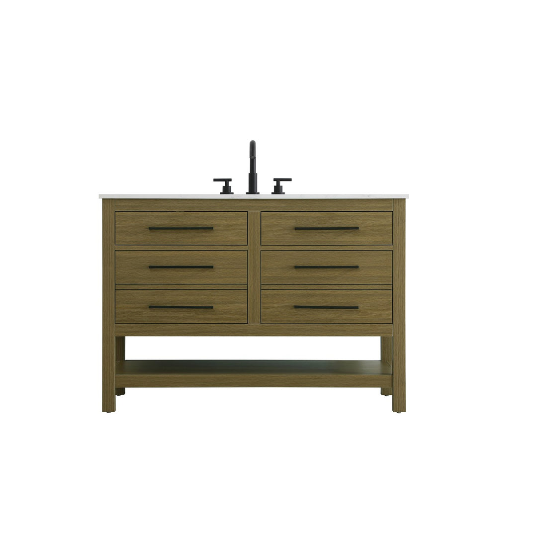 48 Inch Single Bathroom Vanity In Chestnut Brown - View 3 - Joshua Marshal