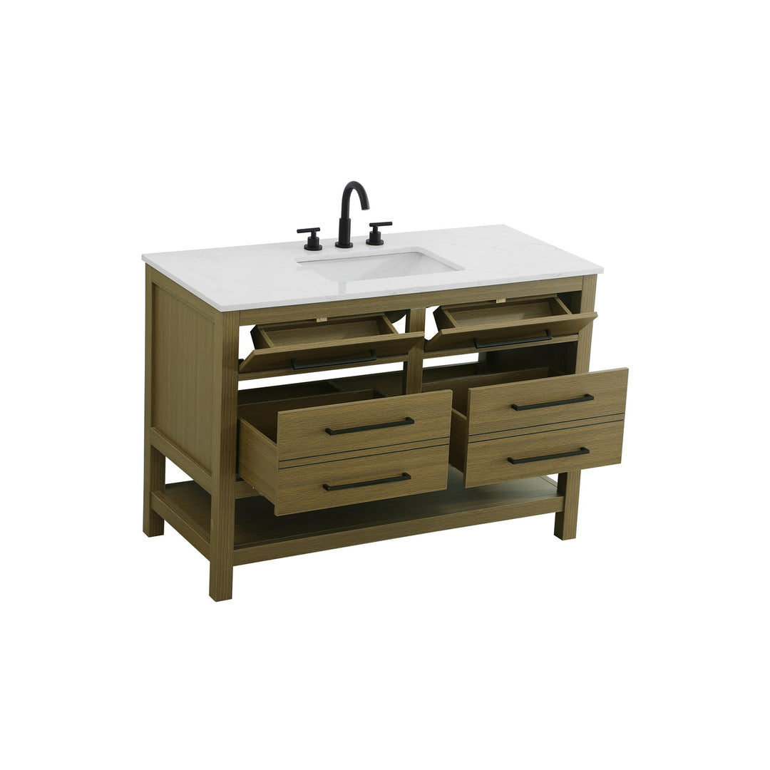 48 Inch Single Bathroom Vanity In Chestnut Brown - View 4 - Joshua Marshal