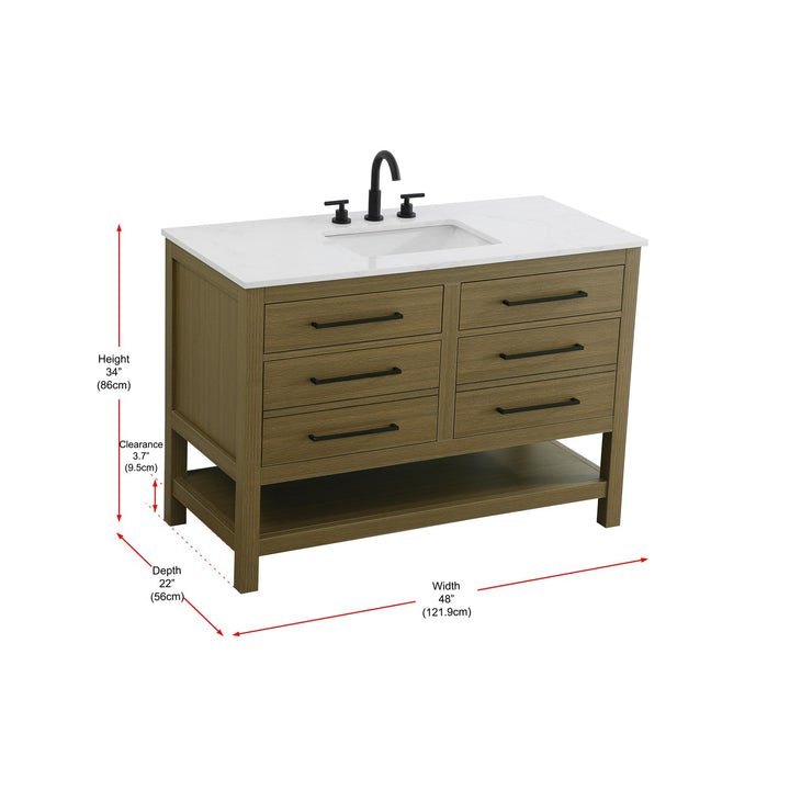 48 Inch Single Bathroom Vanity In Chestnut Brown - View 6 - Joshua Marshal