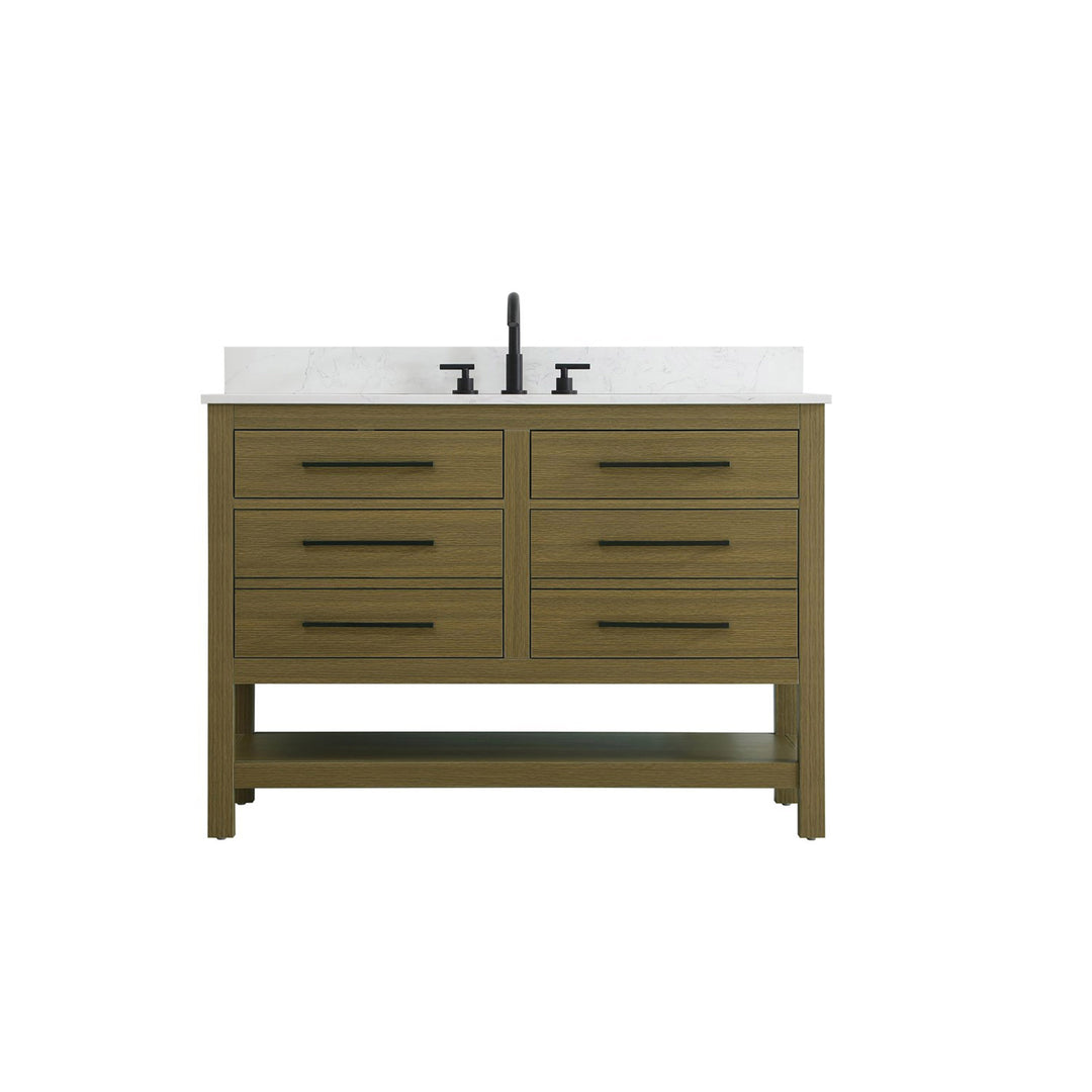 48 Inch Single Bathroom Vanity In Chestnut Brown With Backsplash - View 3 - Joshua Marshal