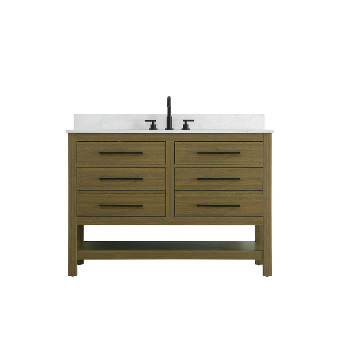 48 Inch Single Bathroom Vanity In Chestnut Brown With Backsplash - View 3 - Joshua Marshal
