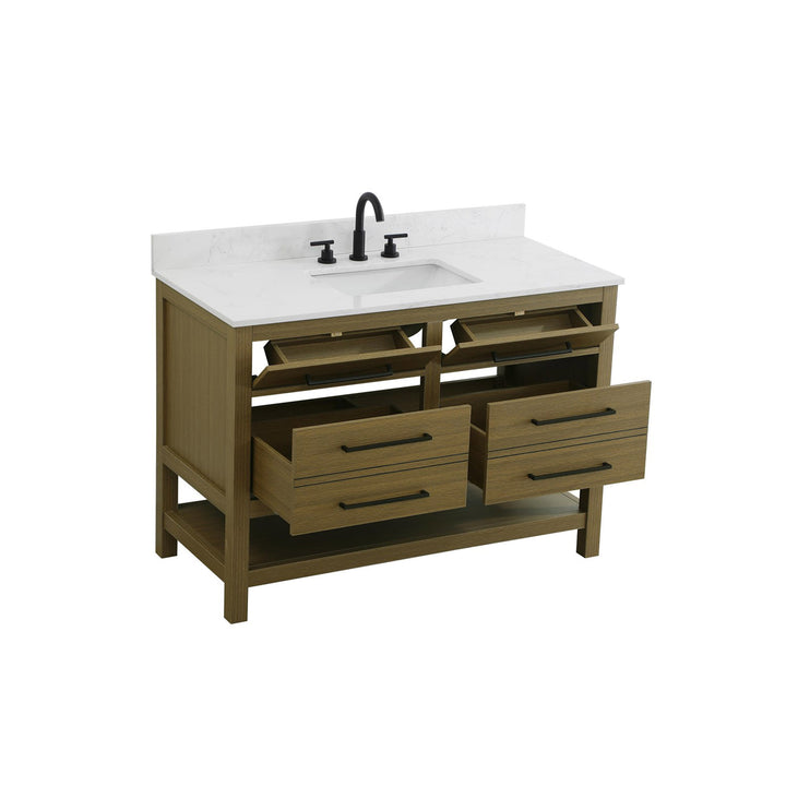 48 Inch Single Bathroom Vanity In Chestnut Brown With Backsplash - View 4 - Joshua Marshal