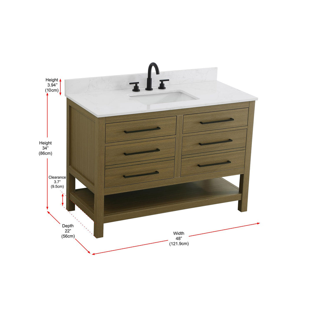 48 Inch Single Bathroom Vanity In Chestnut Brown With Backsplash - View 5 - Joshua Marshal