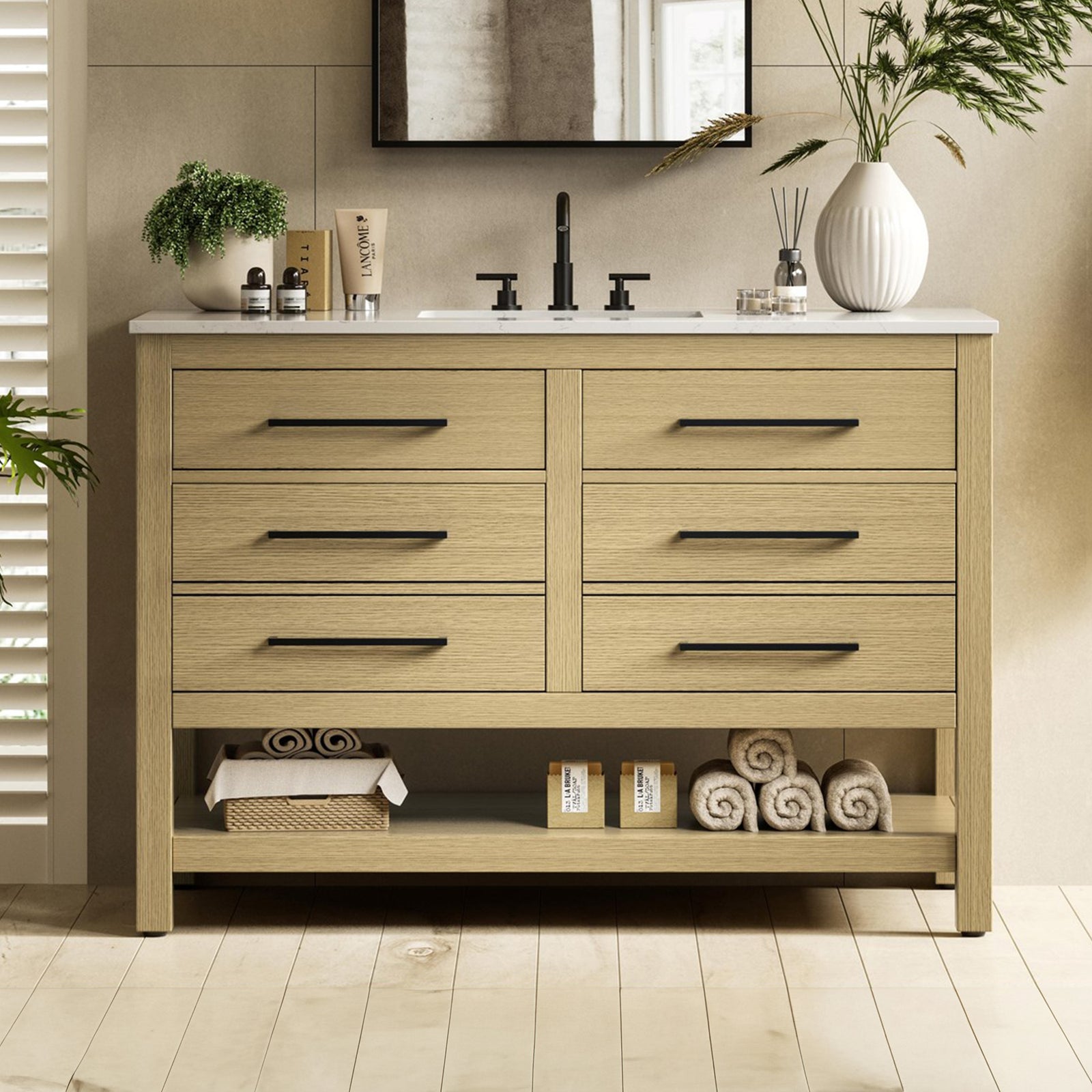 48 Inch Single Bathroom Vanity In Honey Brown Honey Brown Finish - KITCHEN & BATH by Joshua Marshal