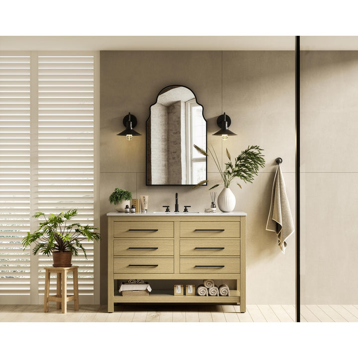 48 Inch Single Bathroom Vanity In Honey Brown - View 2 - Joshua Marshal
