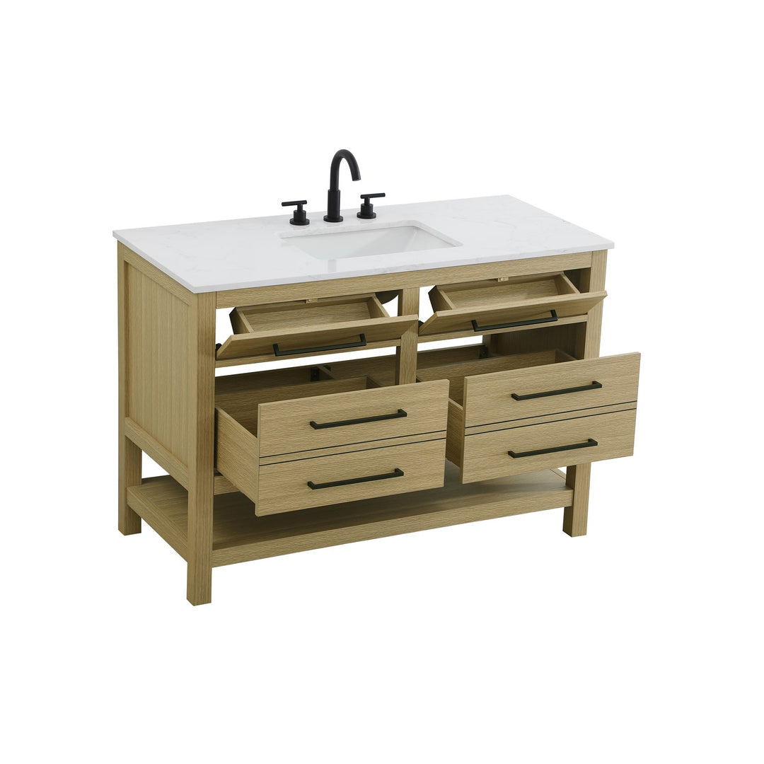 48 Inch Single Bathroom Vanity In Honey Brown - View 4 - Joshua Marshal