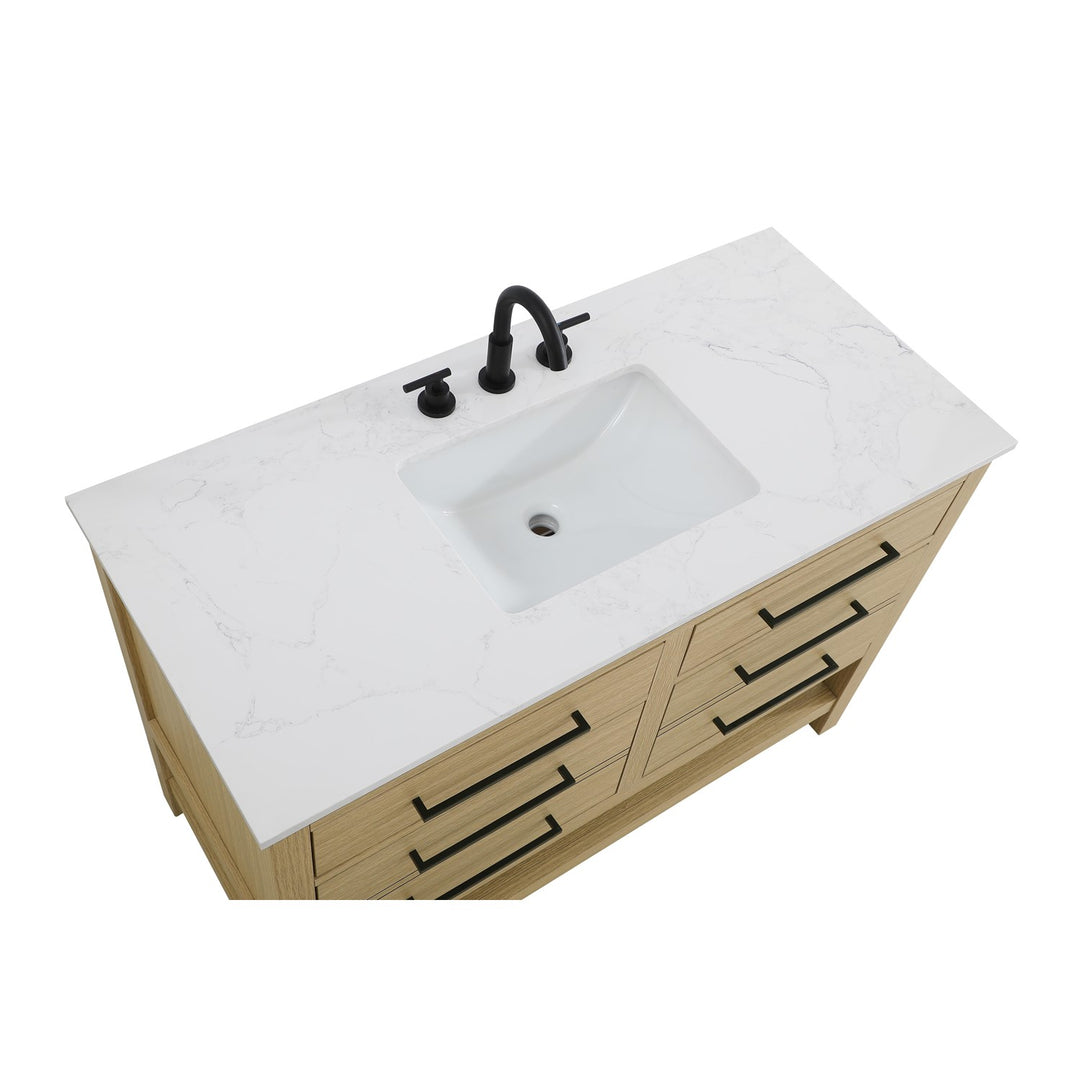 48 Inch Single Bathroom Vanity In Honey Brown - View 5 - Joshua Marshal