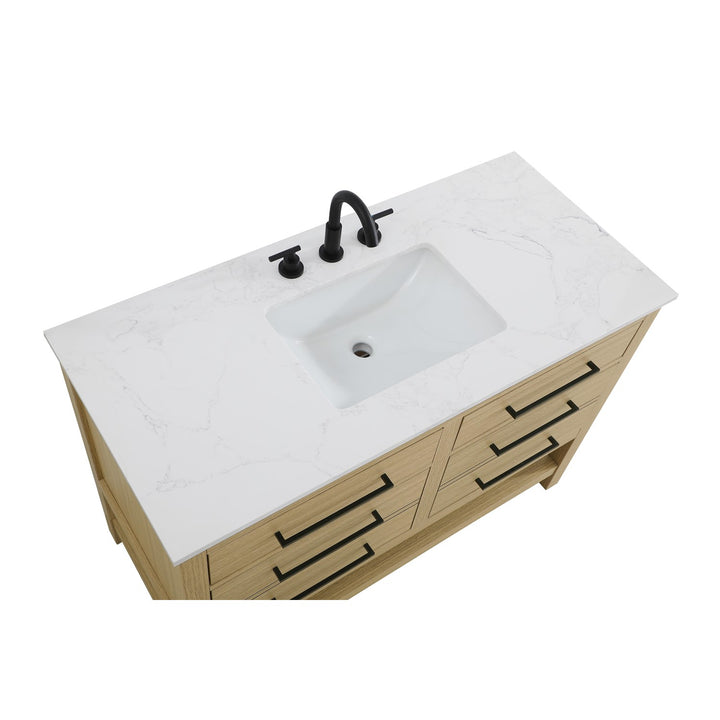 48 Inch Single Bathroom Vanity In Honey Brown - View 5 - Joshua Marshal
