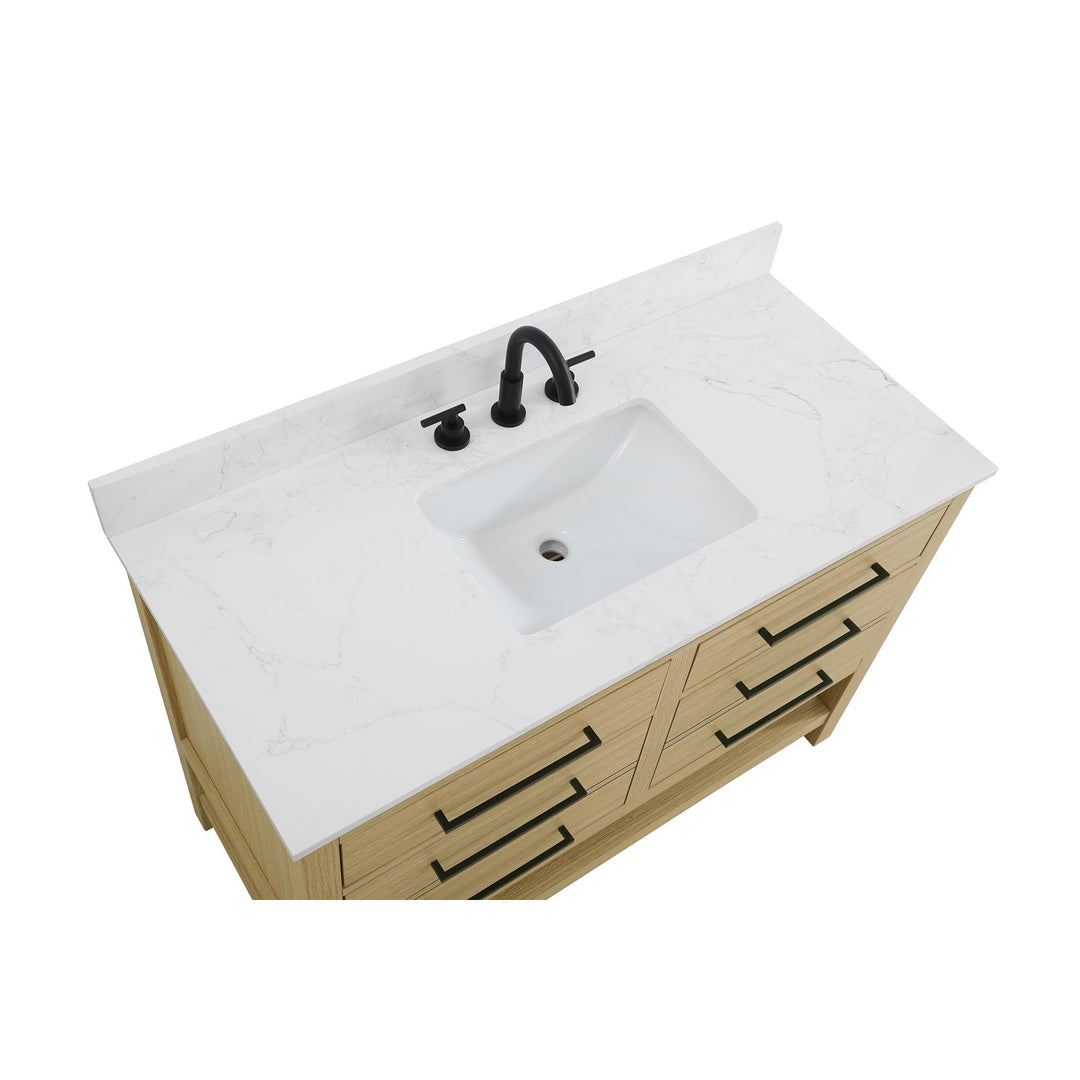48 Inch Single Bathroom Vanity In Honey Brown With Backsplash - View 5 - Joshua Marshal