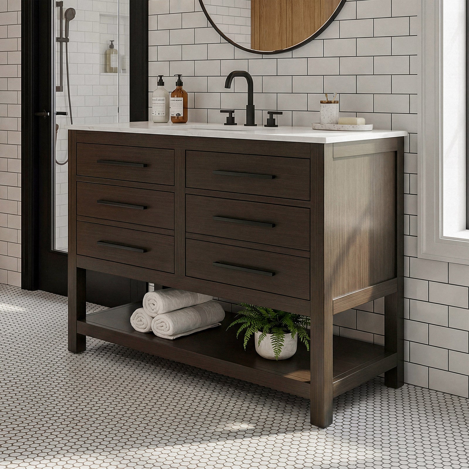 48 Inch Single Bathroom Vanity In Mocha Brown Mocha Brown Finish - KITCHEN & BATH by Joshua Marshal