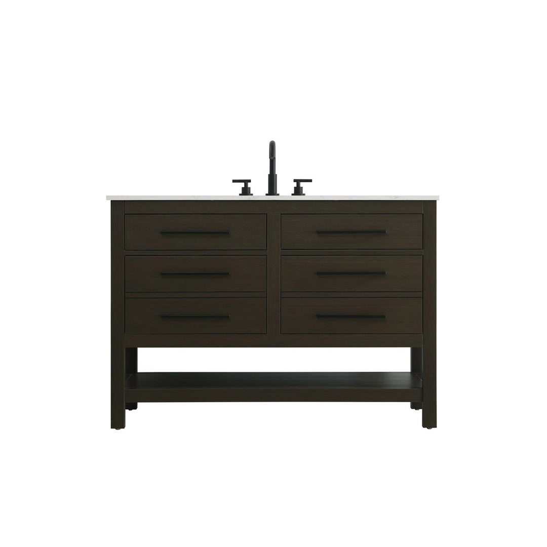48 Inch Single Bathroom Vanity In Mocha Brown - View 3 - Joshua Marshal