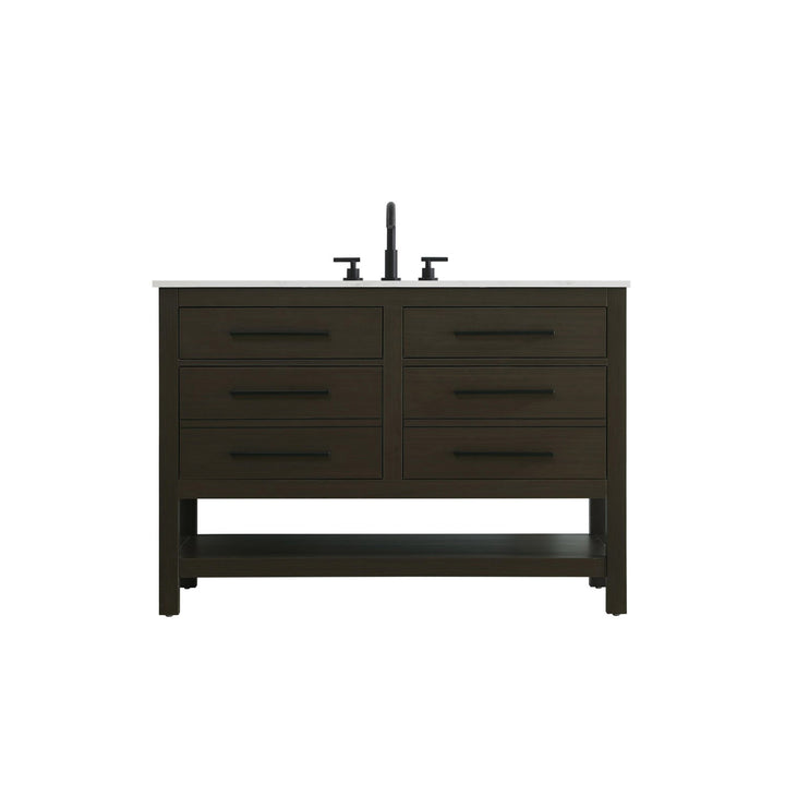 48 Inch Single Bathroom Vanity In Mocha Brown - View 3 - Joshua Marshal