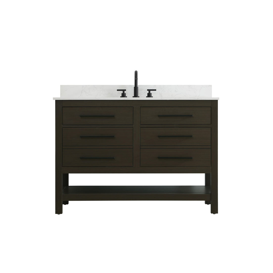 48 Inch Single Bathroom Vanity In Mocha Brown With Backsplash - View 3 - Joshua Marshal