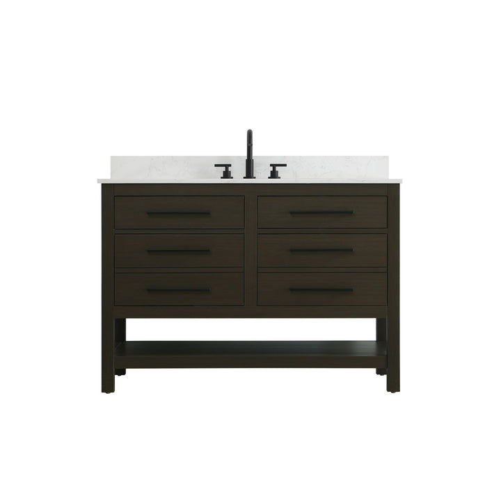 48 Inch Single Bathroom Vanity In Mocha Brown With Backsplash - View 3 - Joshua Marshal