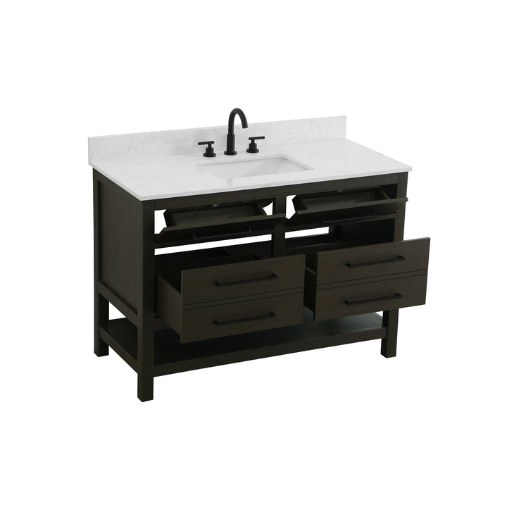 48 Inch Single Bathroom Vanity In Mocha Brown With Backsplash - View 4 - Joshua Marshal