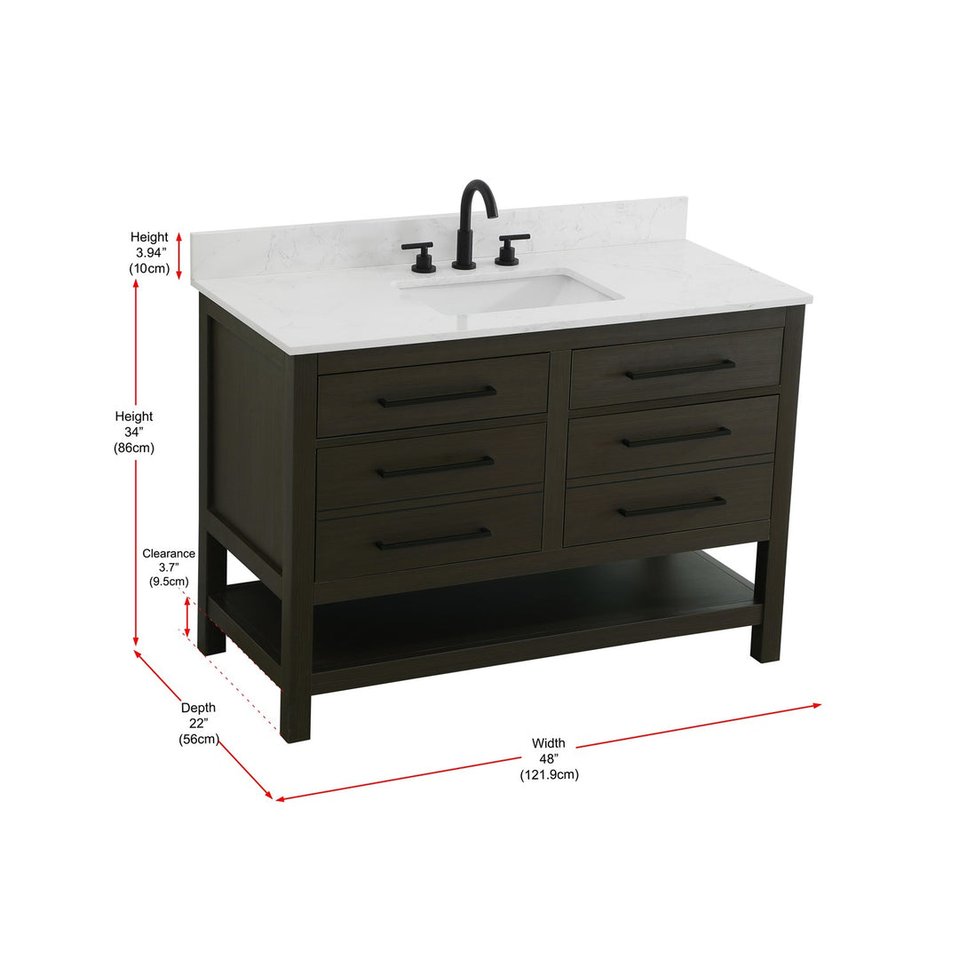 48 Inch Single Bathroom Vanity In Mocha Brown With Backsplash - View 6 - Joshua Marshal