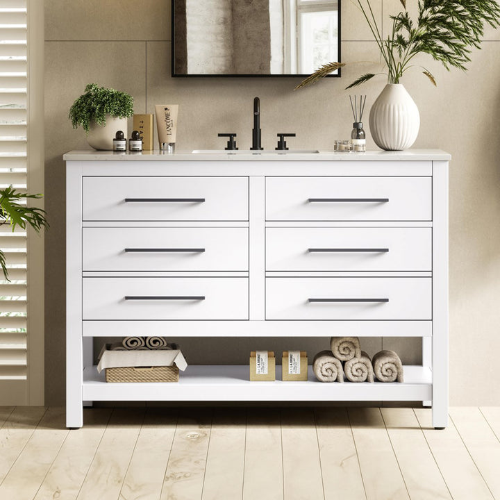 48 Inch Single Bathroom Vanity In White White Finish - KITCHEN & BATH by Joshua Marshal