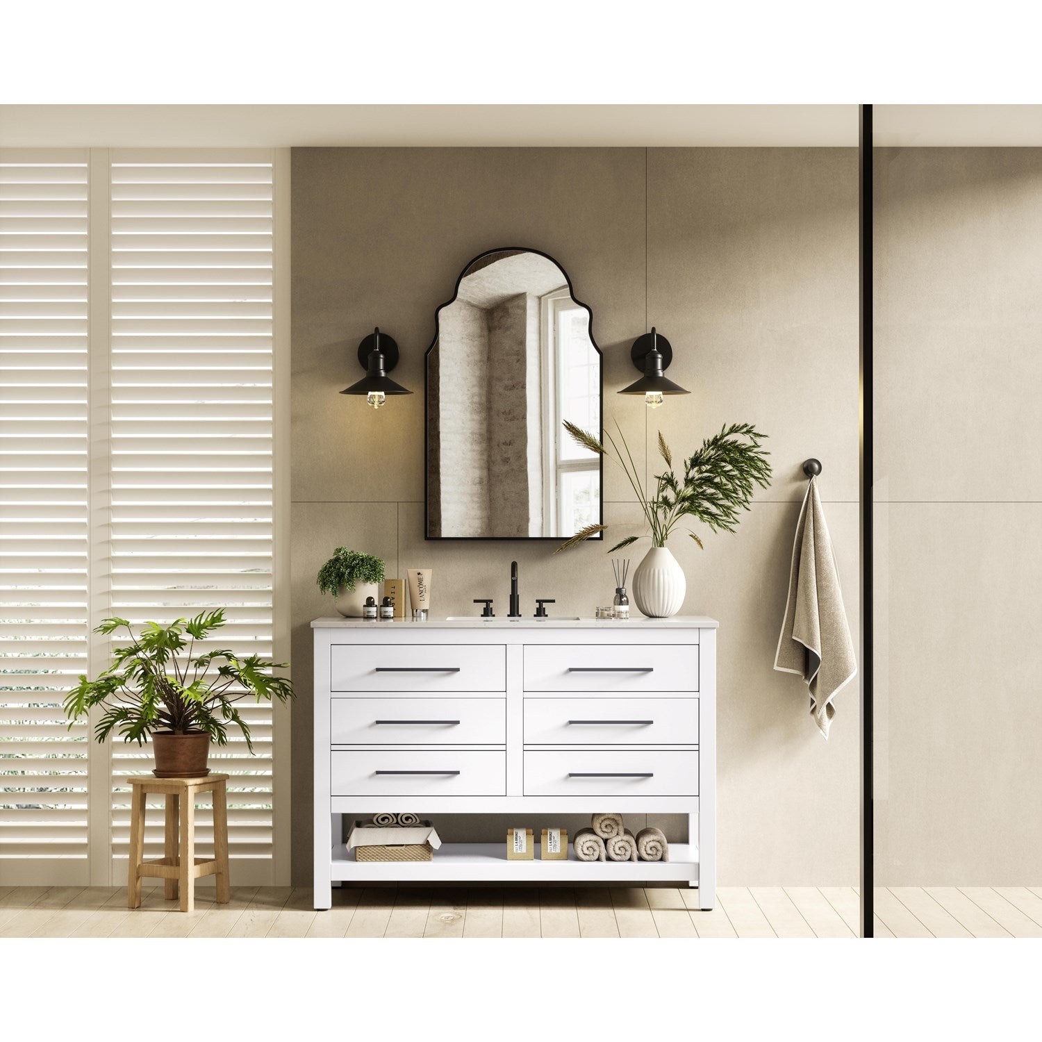 48 Inch Single Bathroom Vanity In White - View 2 - Joshua Marshal