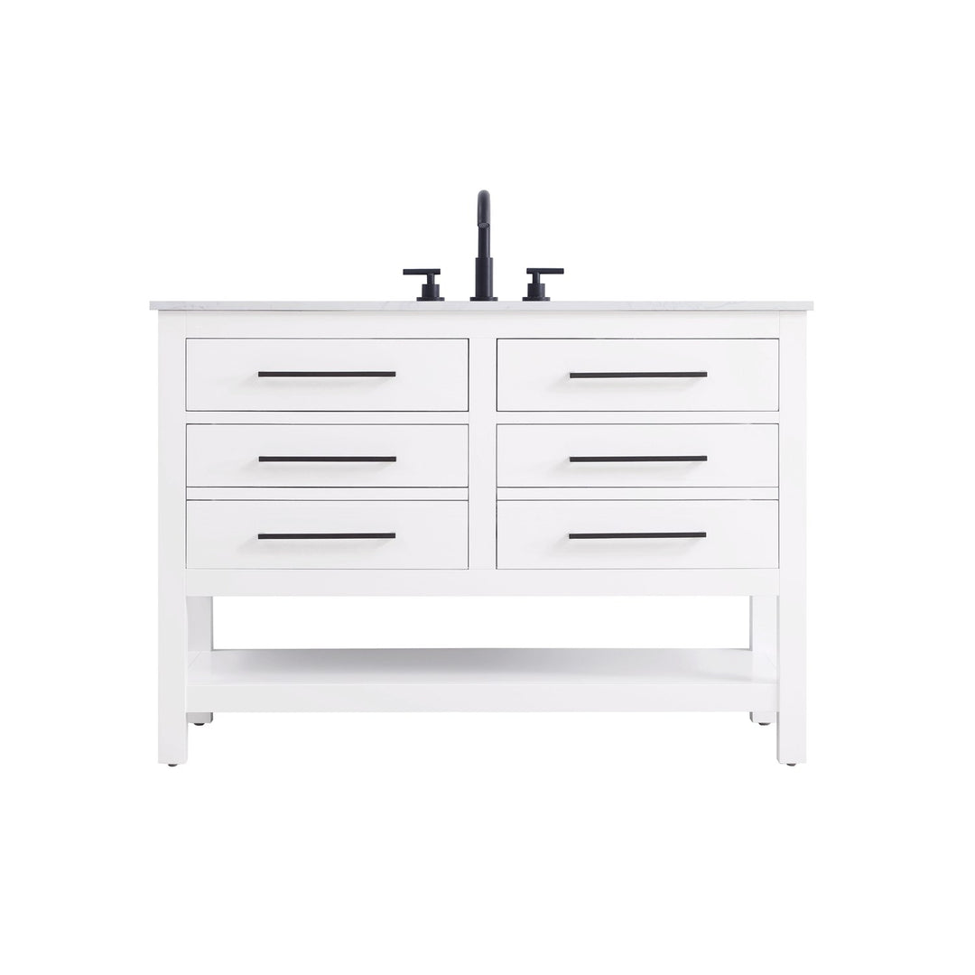 48 Inch Single Bathroom Vanity In White - View 3 - Joshua Marshal