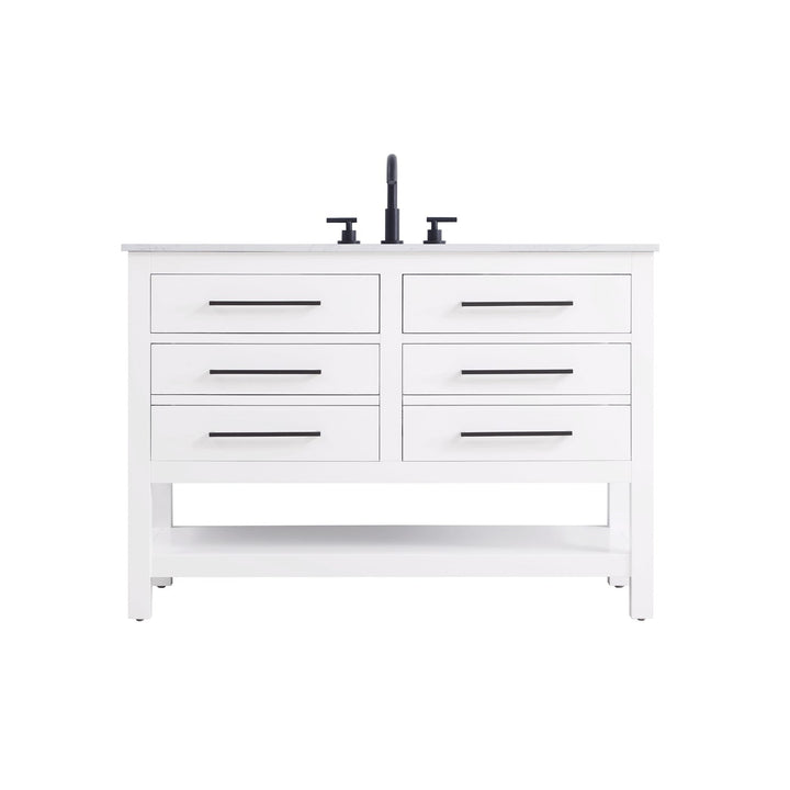 48 Inch Single Bathroom Vanity In White - View 3 - Joshua Marshal