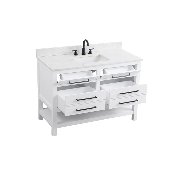 48 Inch Single Bathroom Vanity In White - View 4 - Joshua Marshal