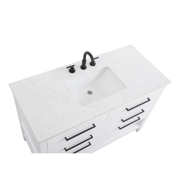 48 Inch Single Bathroom Vanity In White - View 5 - Joshua Marshal