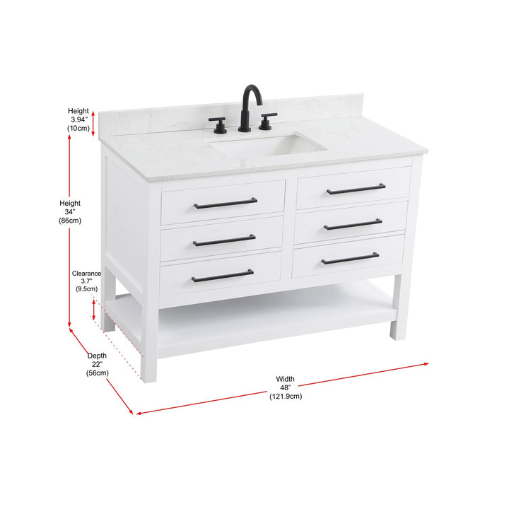 48 Inch Single Bathroom Vanity In White - View 6 - Joshua Marshal