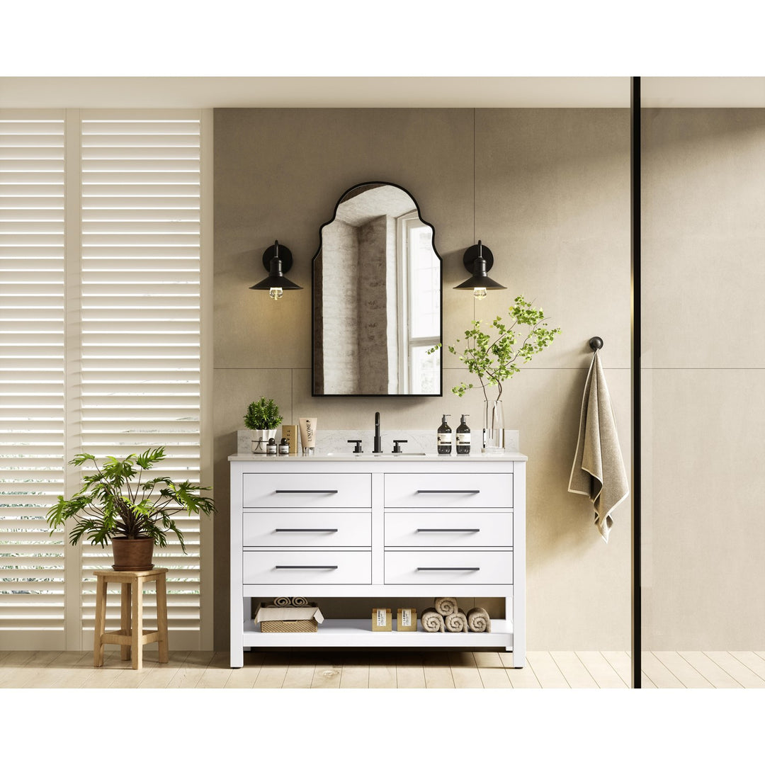 48 Inch Single Bathroom Vanity In White With Backsplash - View 2 - Joshua Marshal