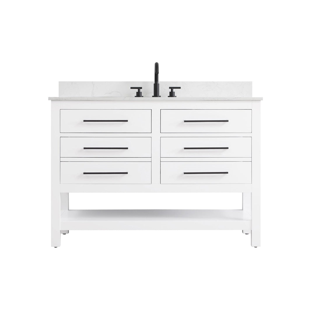 48 Inch Single Bathroom Vanity In White With Backsplash - View 3 - Joshua Marshal