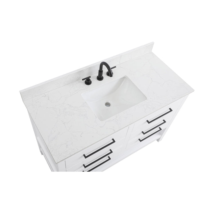 48 Inch Single Bathroom Vanity In White With Backsplash - View 5 - Joshua Marshal