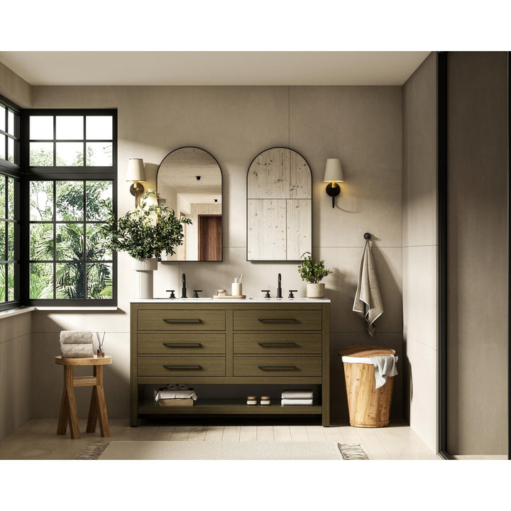 54 Inch Double Bathroom Vanity In Chestnut Brown - View 2 - Joshua Marshal
