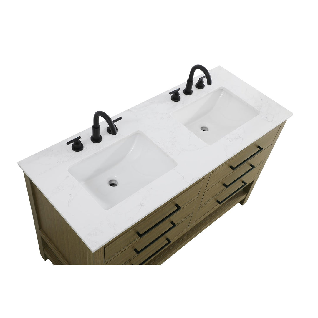 54 Inch Double Bathroom Vanity In Chestnut Brown - View 5 - Joshua Marshal
