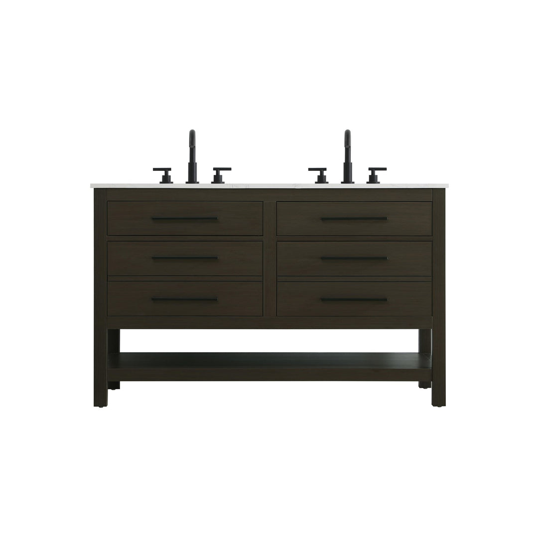 54 Inch Double Bathroom Vanity In Mocha Brown - View 3 - Joshua Marshal