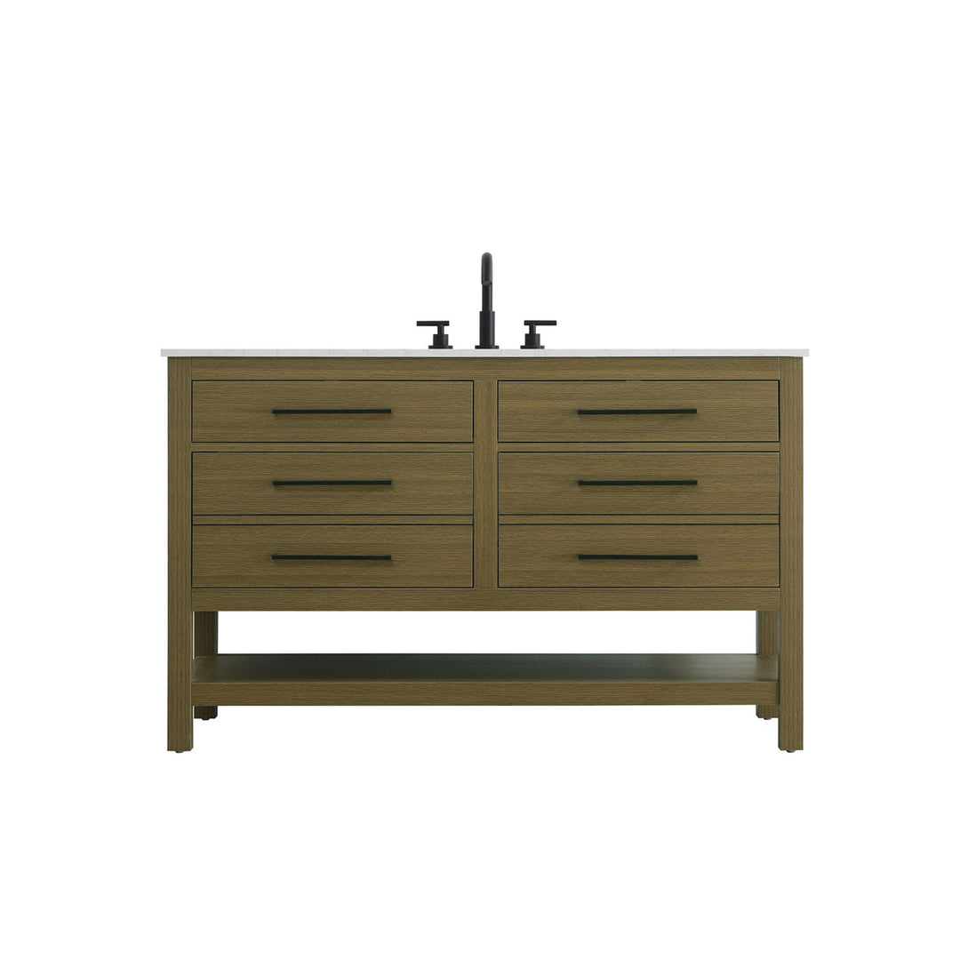 54 Inch Single Bathroom Vanity In Chestnut Brown - View 3 - Joshua Marshal