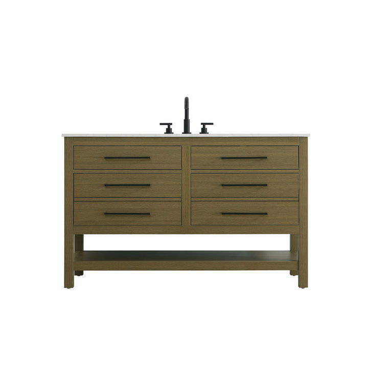 54 Inch Single Bathroom Vanity In Chestnut Brown - View 3 - Joshua Marshal