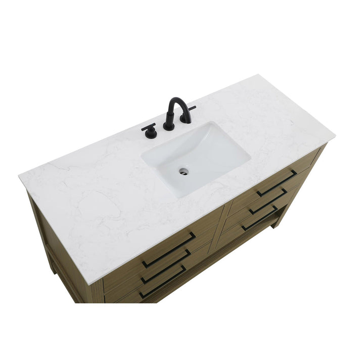 54 Inch Single Bathroom Vanity In Chestnut Brown - View 6 - Joshua Marshal