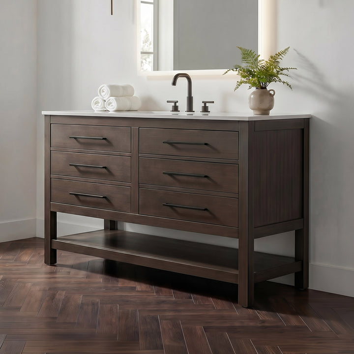 54 Inch Single Bathroom Vanity In Mocha Brown Mocha Brown Finish - KITCHEN & BATH by Joshua Marshal
