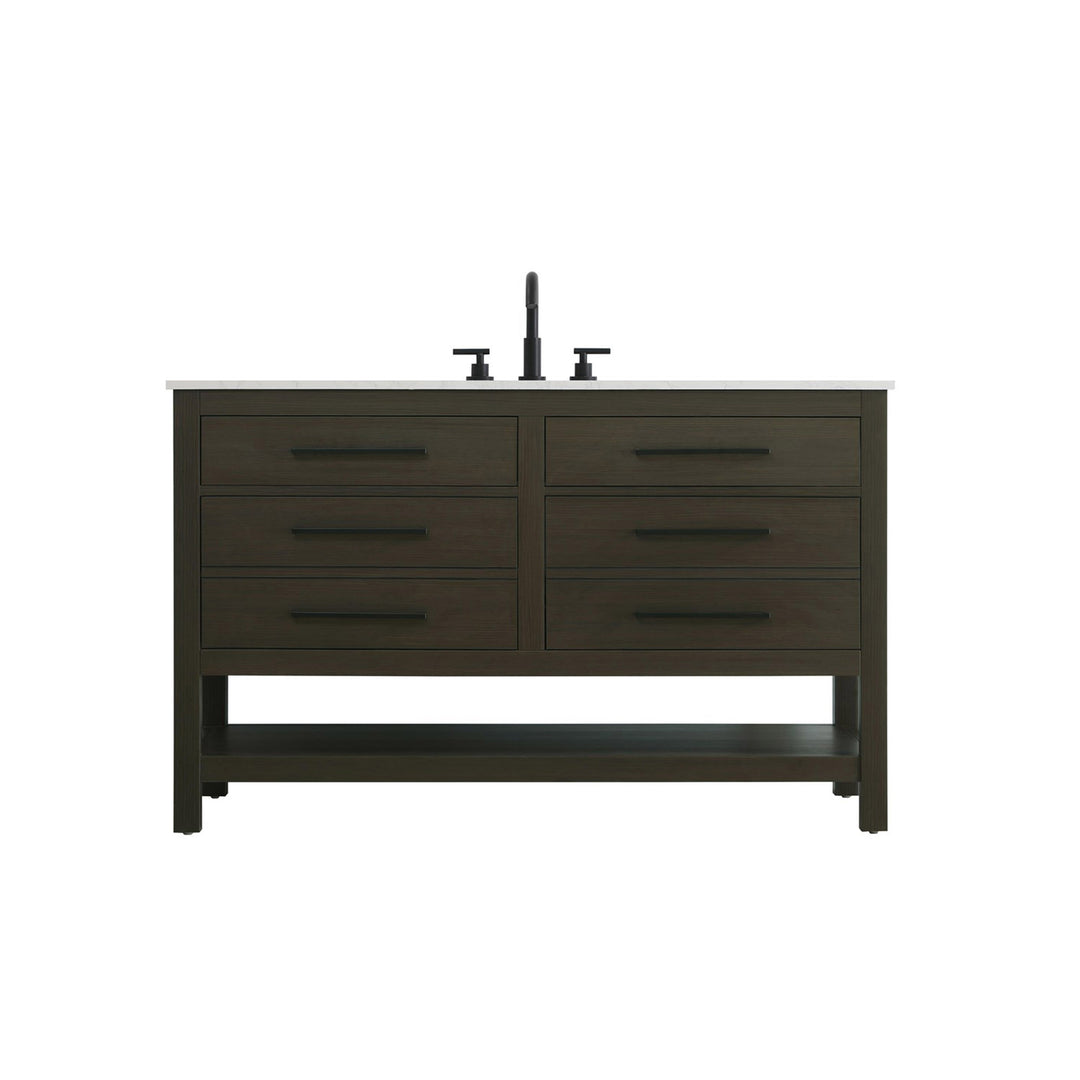 54 Inch Single Bathroom Vanity In Mocha Brown - View 3 - Joshua Marshal